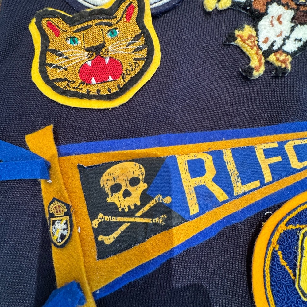 🔥🔥 HOT Polo Ralph Lauren Navy Yellow Varsity Preppy Cardigan Patches P Wing - Picture 16 of 16